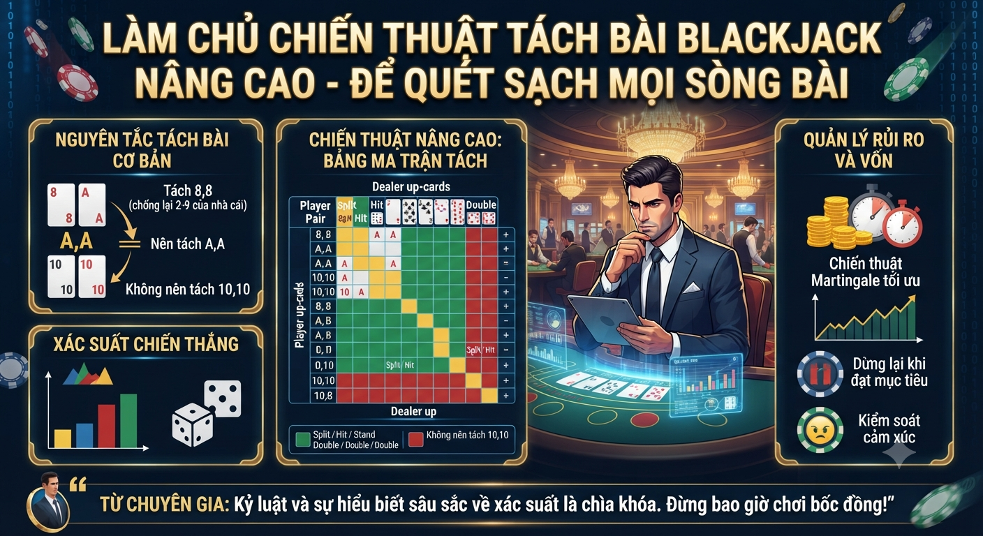 chiến thuật tách bài blackjack nâng cao